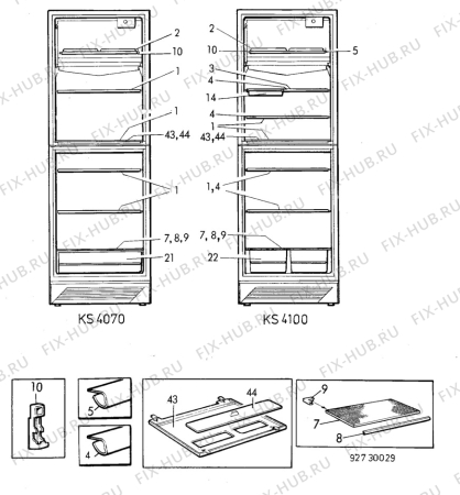 Взрыв-схема холодильника Electrolux KS4070 - Схема узла C10 Interior